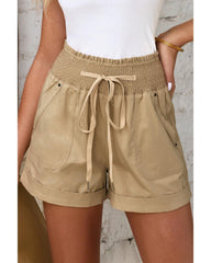 Azura Exchange Drawstring Khaki High Waist Shorts -