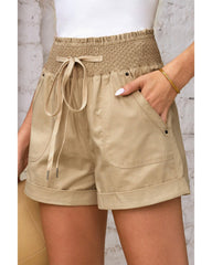 Azura Exchange Drawstring Khaki High Waist Shorts -