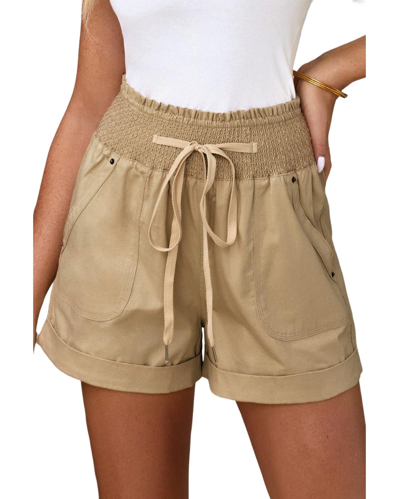 Azura Exchange Drawstring Khaki High Waist Shorts -