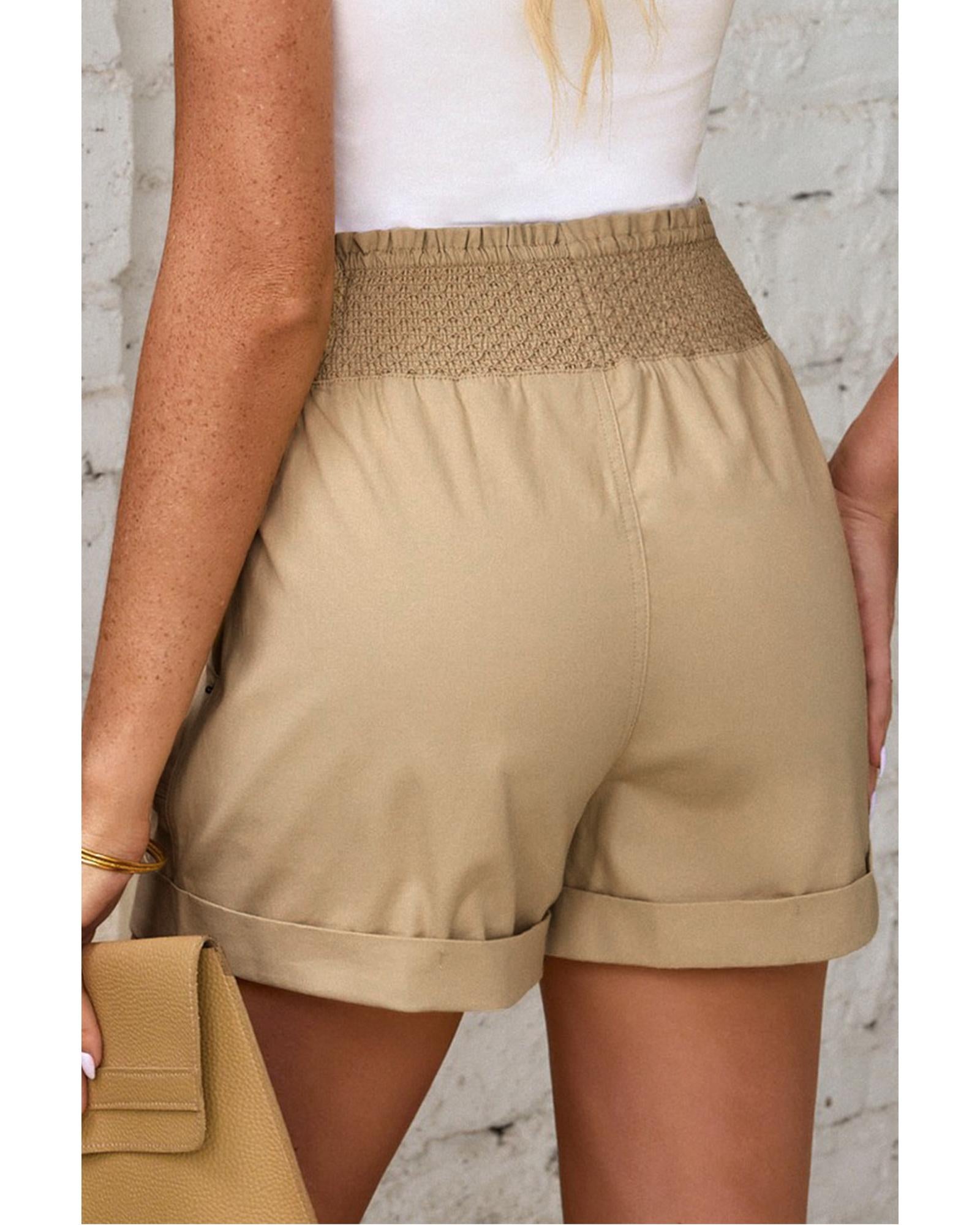 Azura Exchange Drawstring Khaki High Waist Shorts -