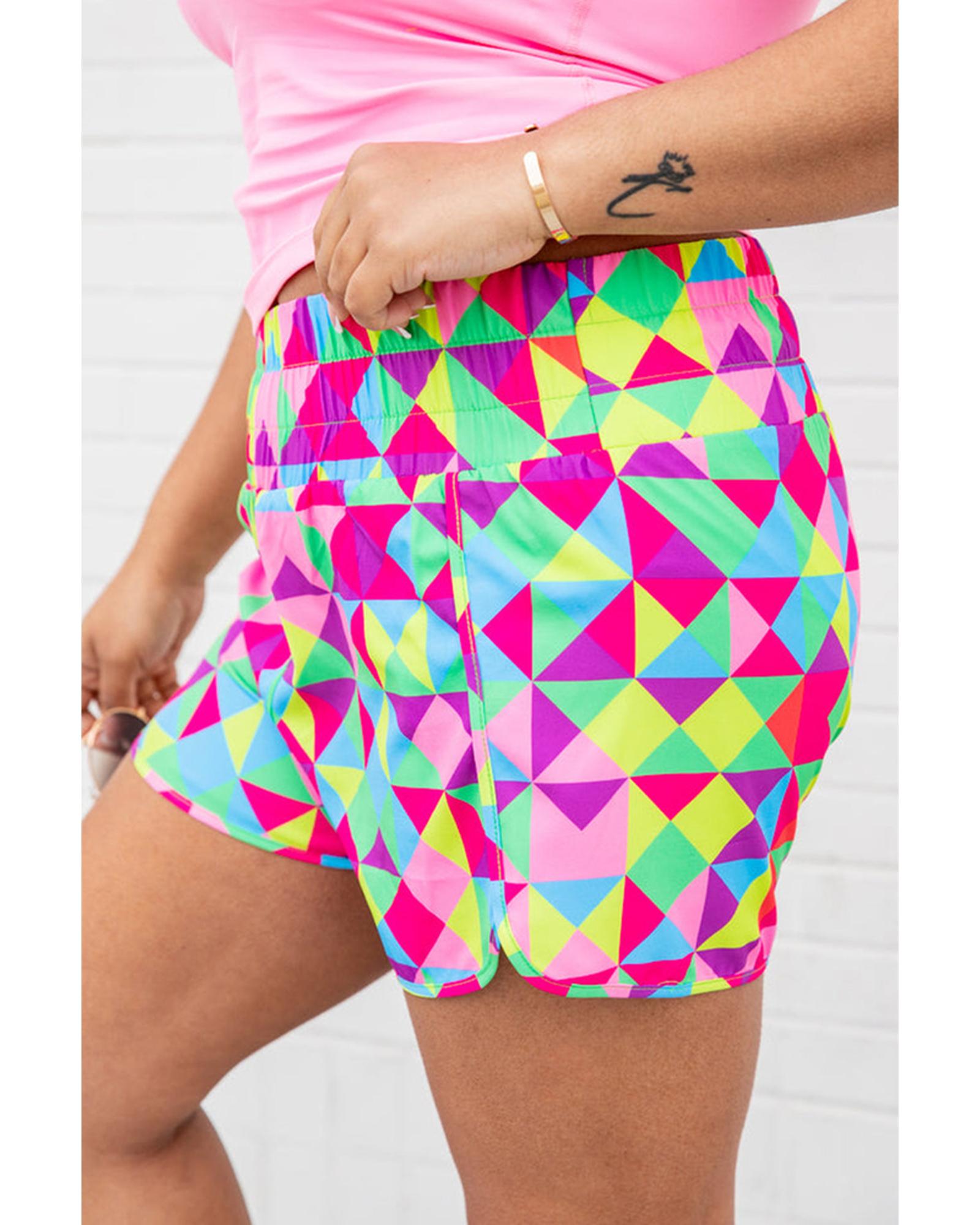 Azura Exchange Geometric High Waisted Athletic Shorts - XL