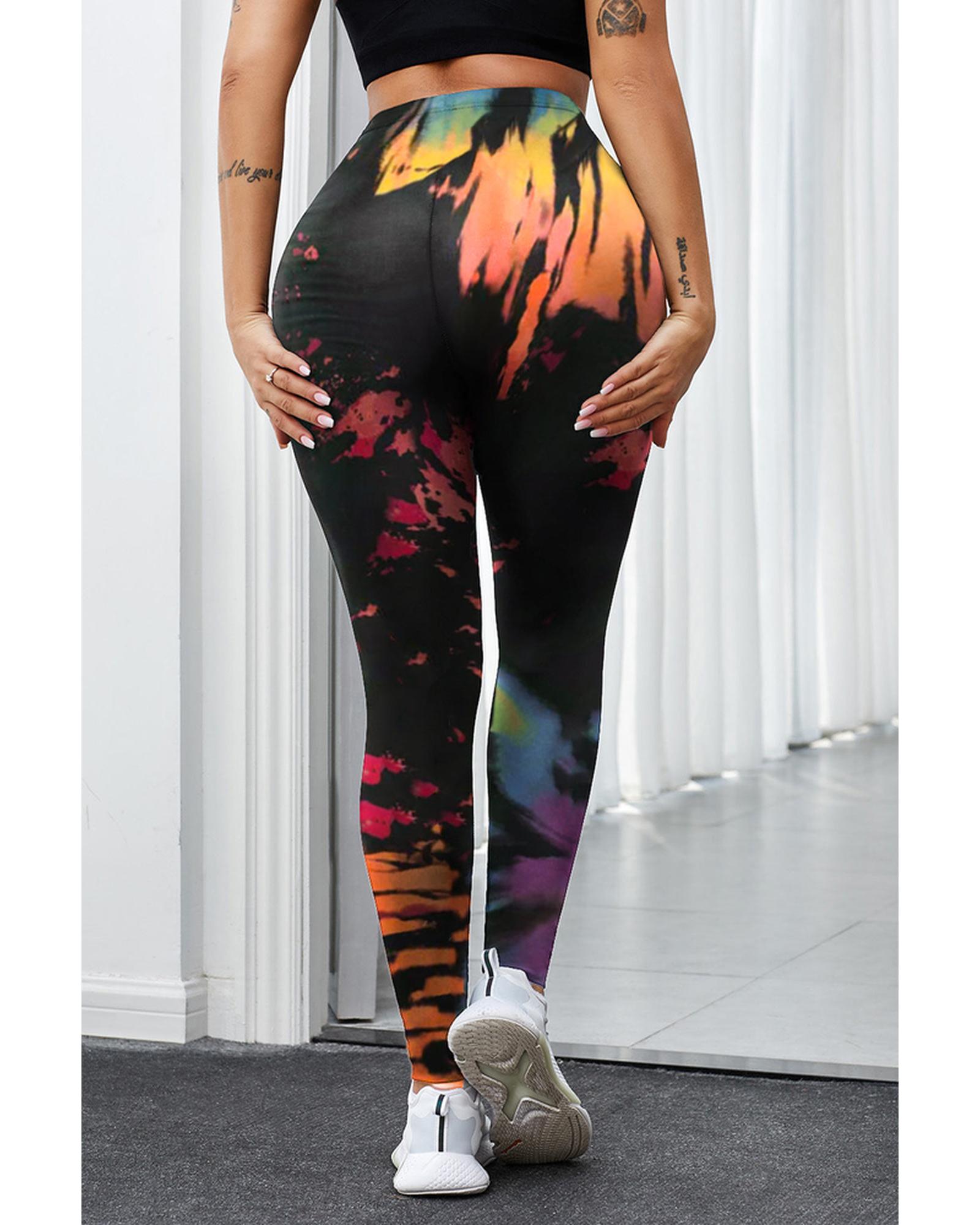 Azura Exchange Tie Dye Hollow Out Fitness Leggings