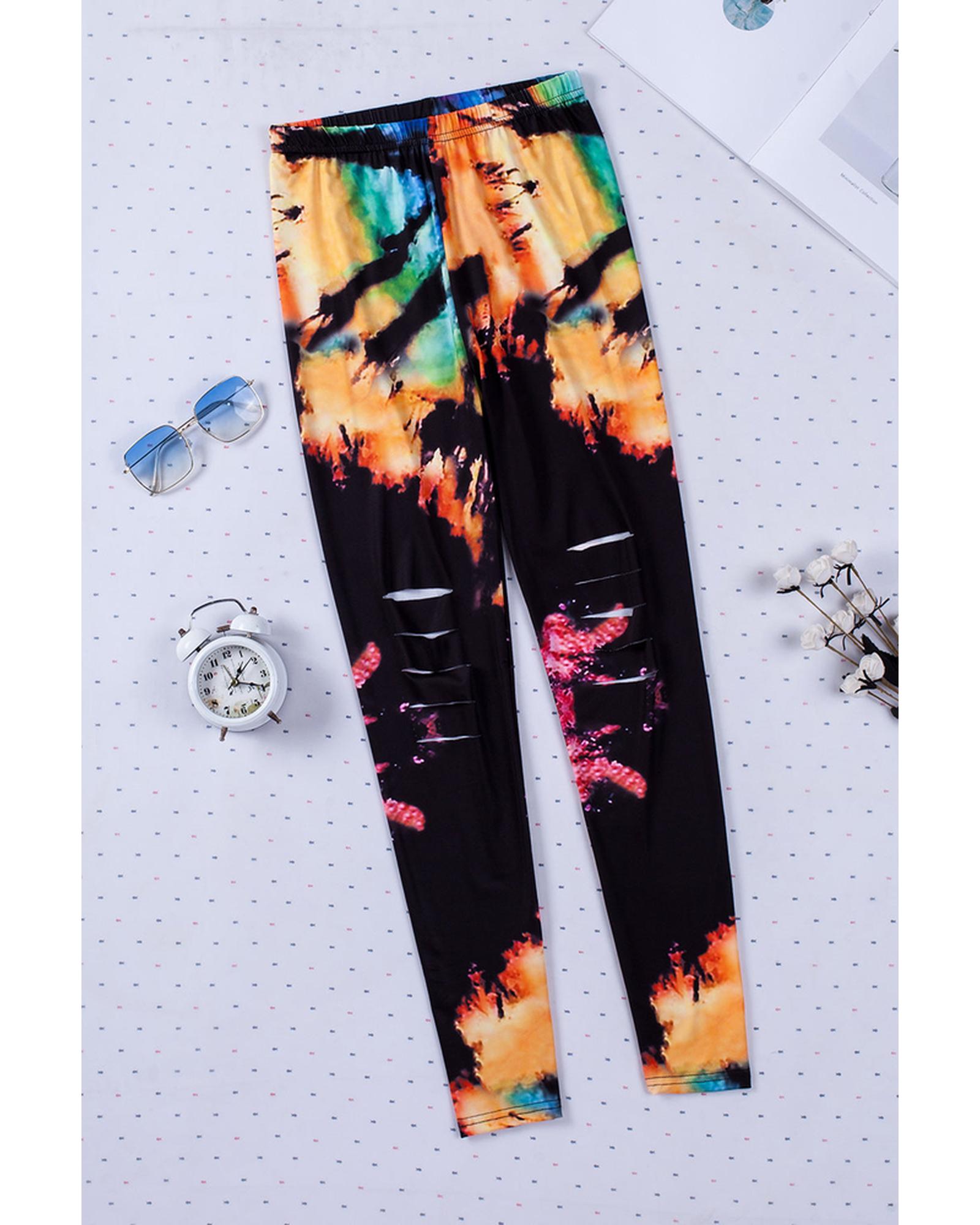 Azura Exchange Tie Dye Hollow Out Fitness Leggings