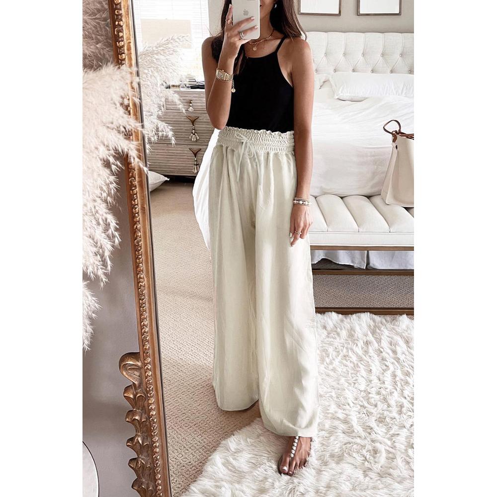 Azura Exchange Smocked High Waist Wide Leg Pants - L