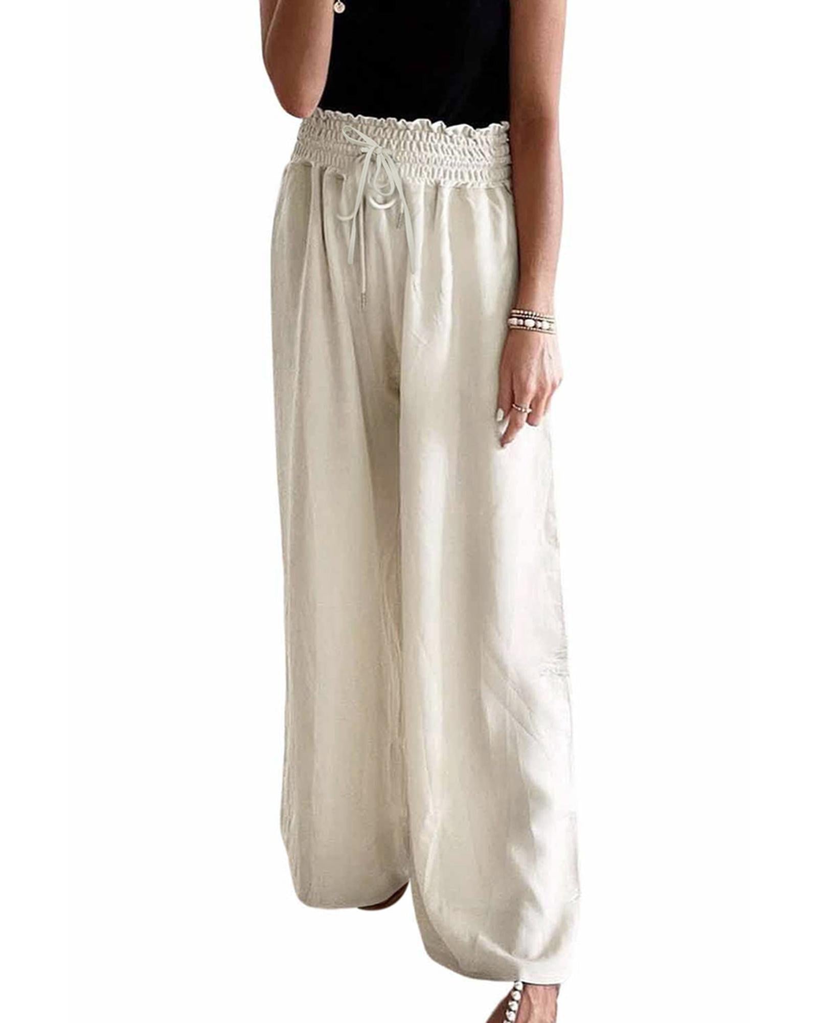 Azura Exchange Smocked High Waist Wide Leg Pants - L