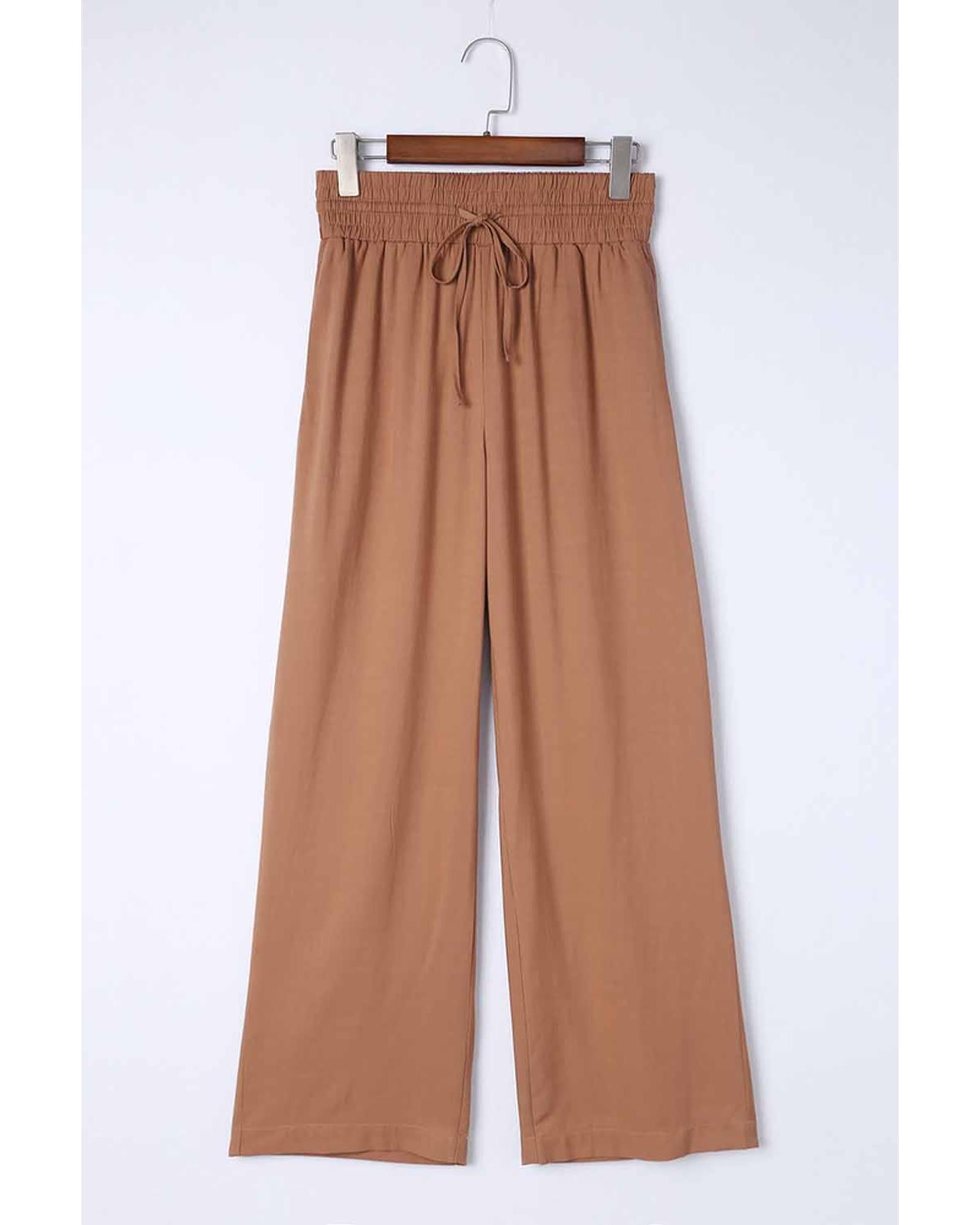 Azura Exchange Elastic Waist Casual Wide Leg Pants - L