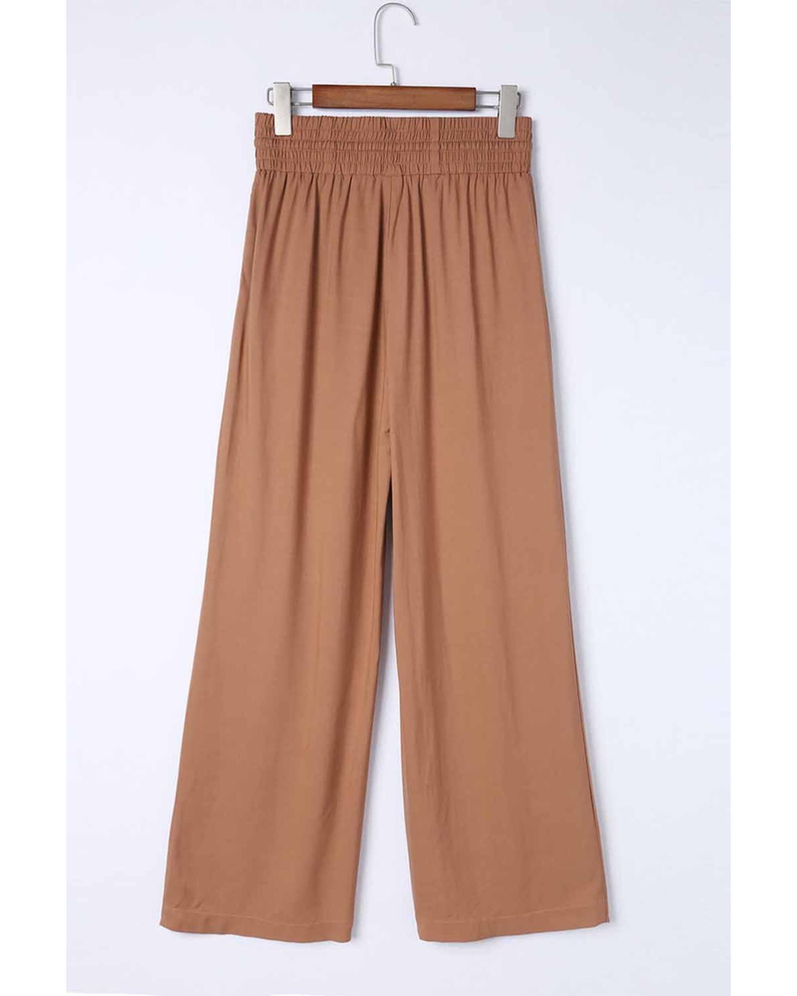 Azura Exchange Elastic Waist Casual Wide Leg Pants - L