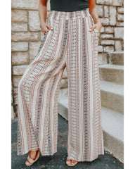 Azura Exchange Geometric Pattern Print Wide Leg Pants - L