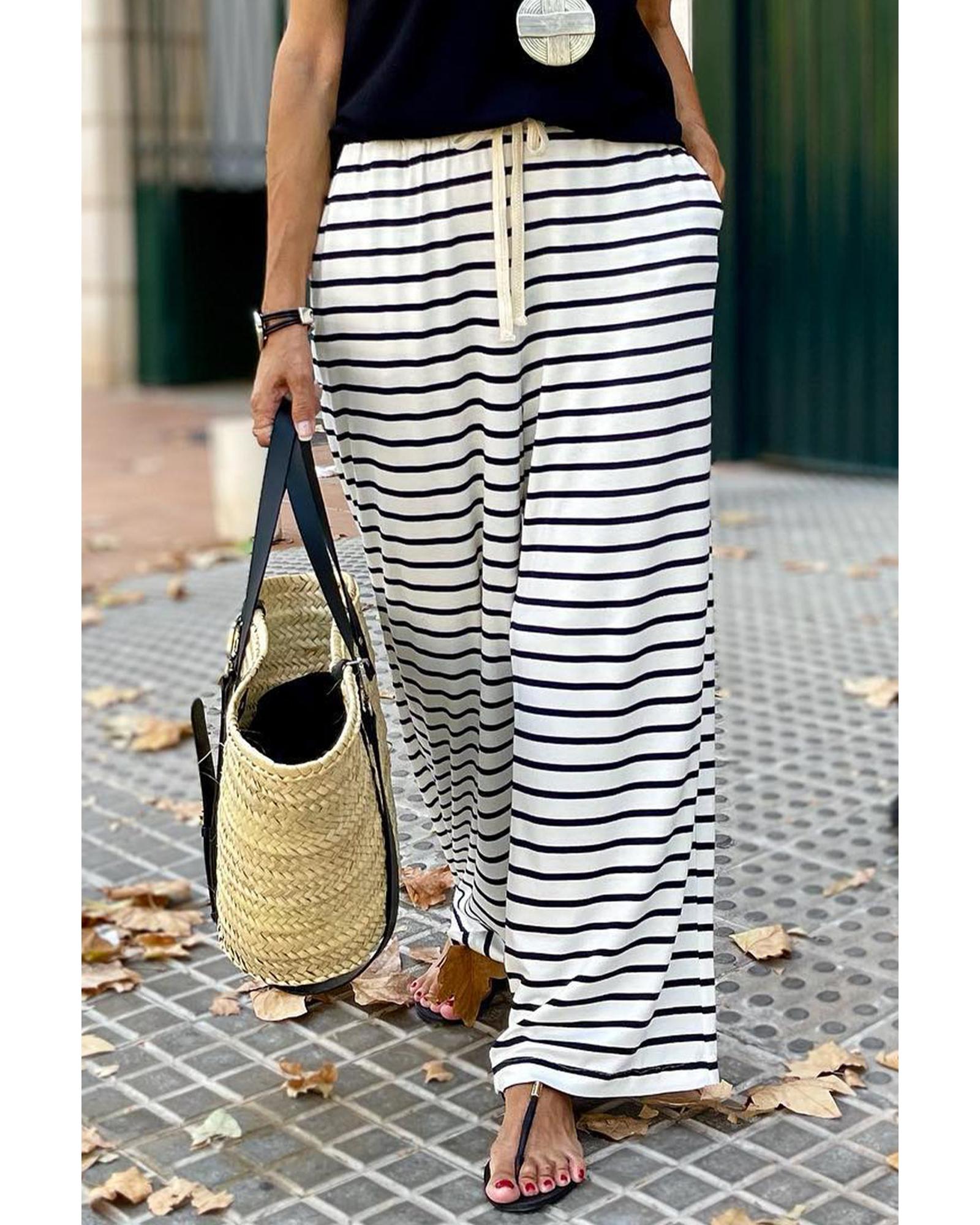 Azura Exchange Striped Wide Leg Pants - XL