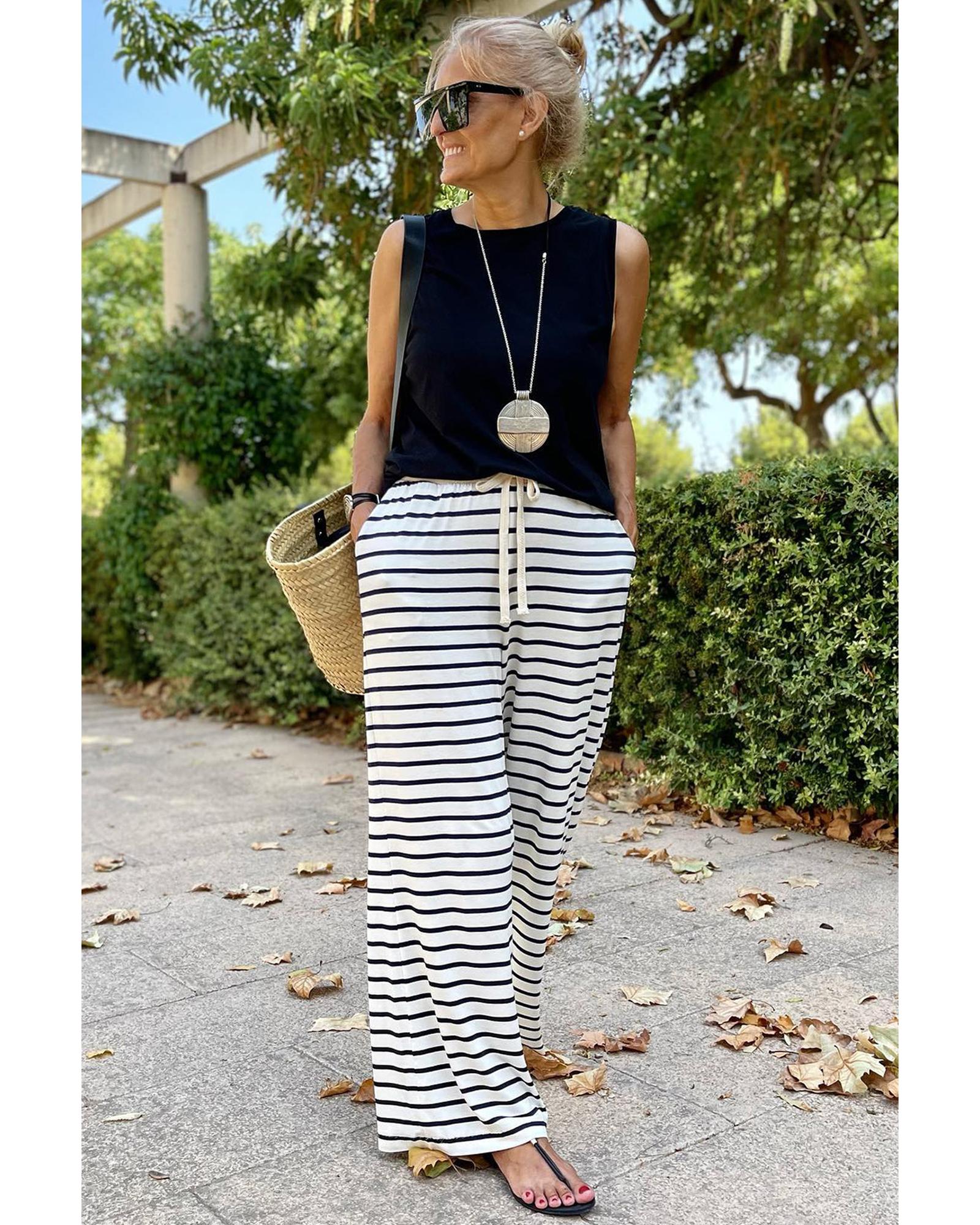 Azura Exchange Striped Wide Leg Pants - XL