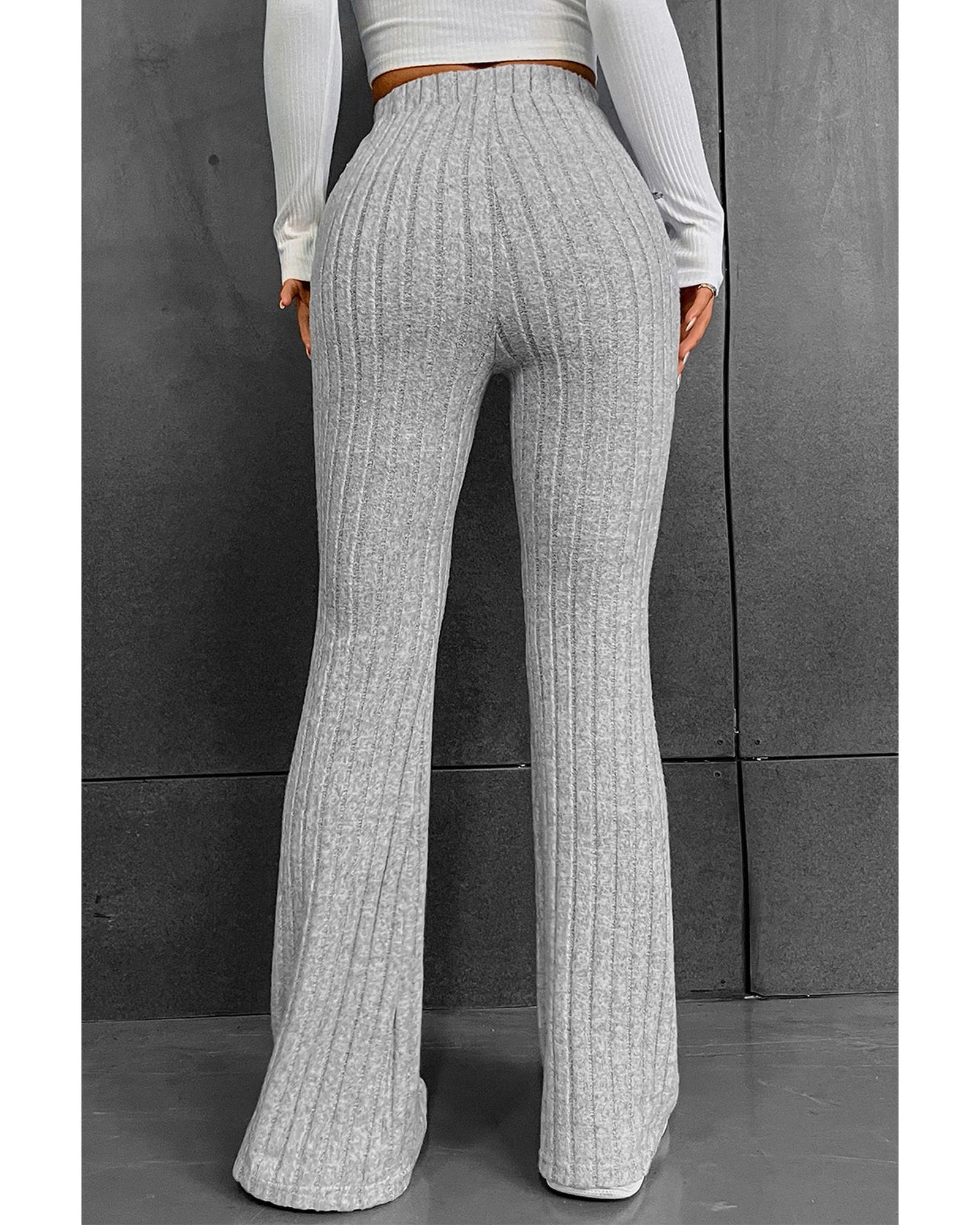 Azura Exchange Ribbed Flare Pants - L