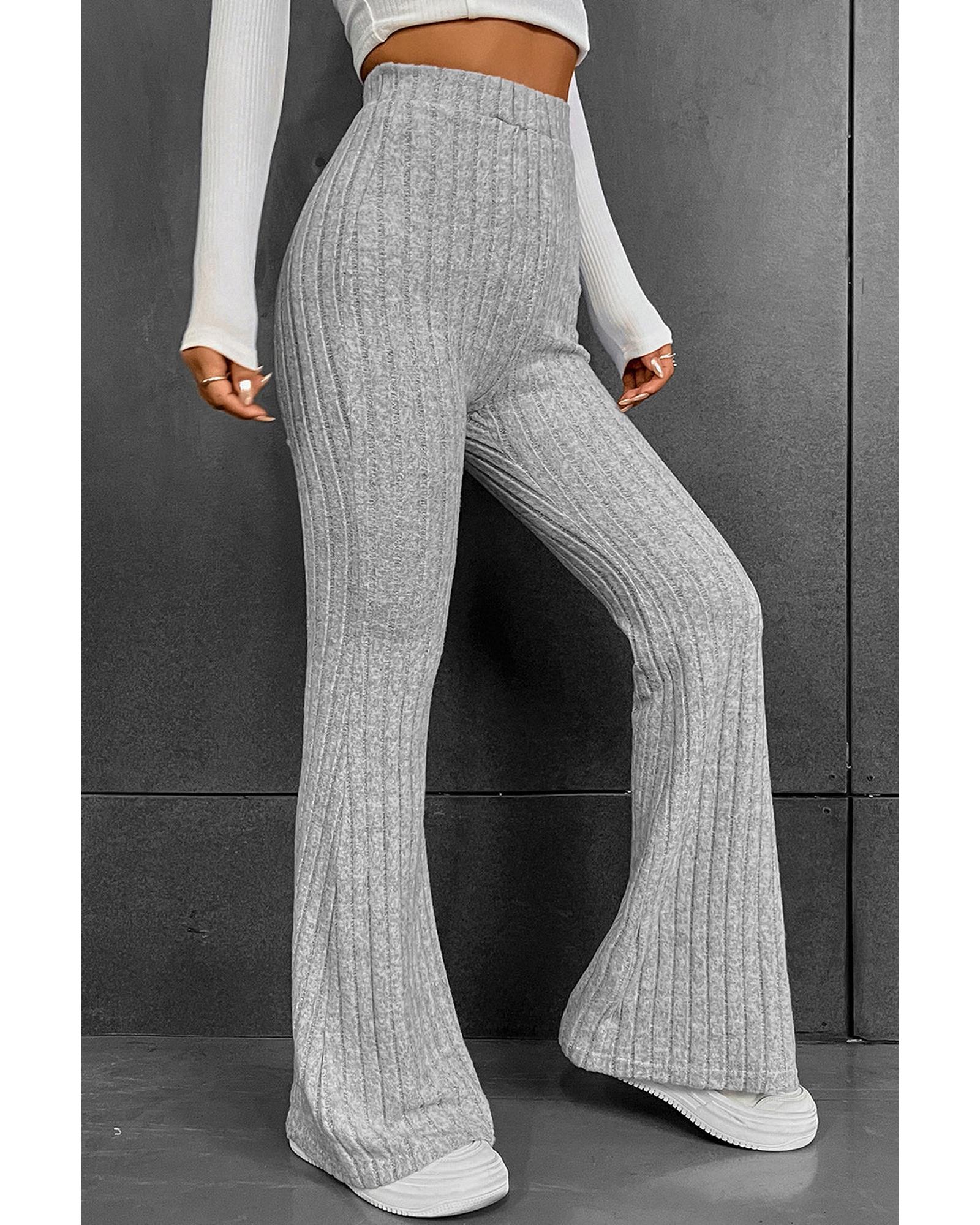 Azura Exchange Ribbed Flare Pants - L