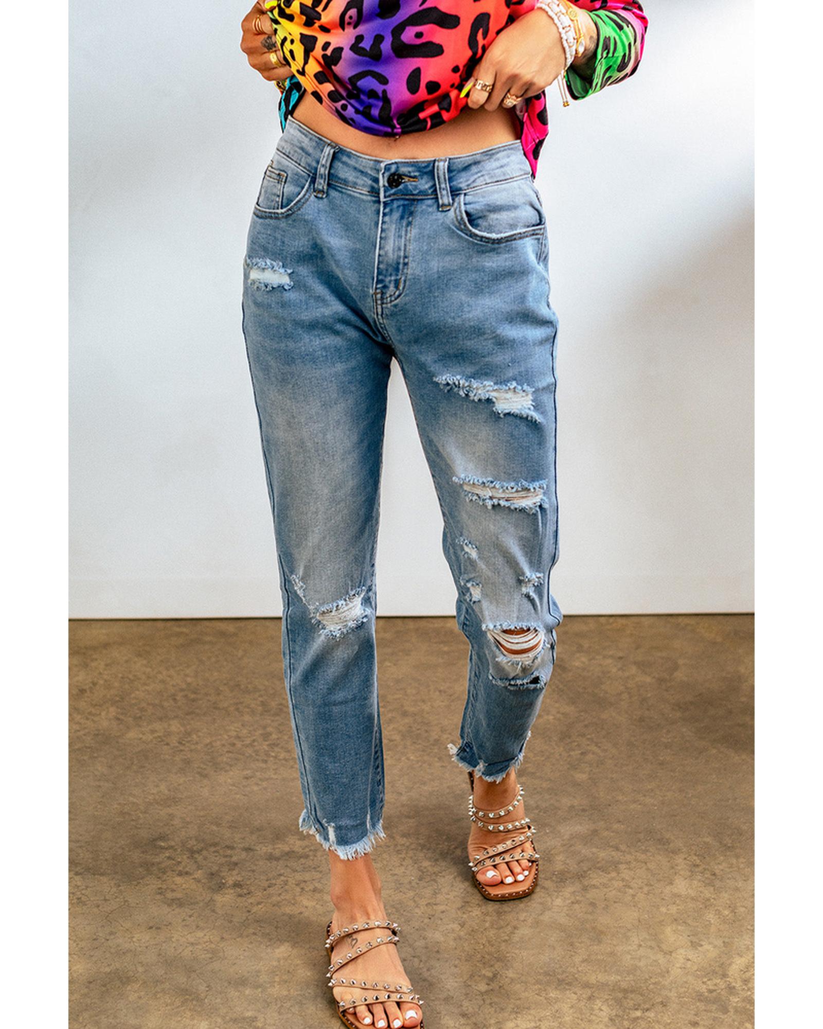 Azura Exchange Distressed Boyfriend Denim Pants - S