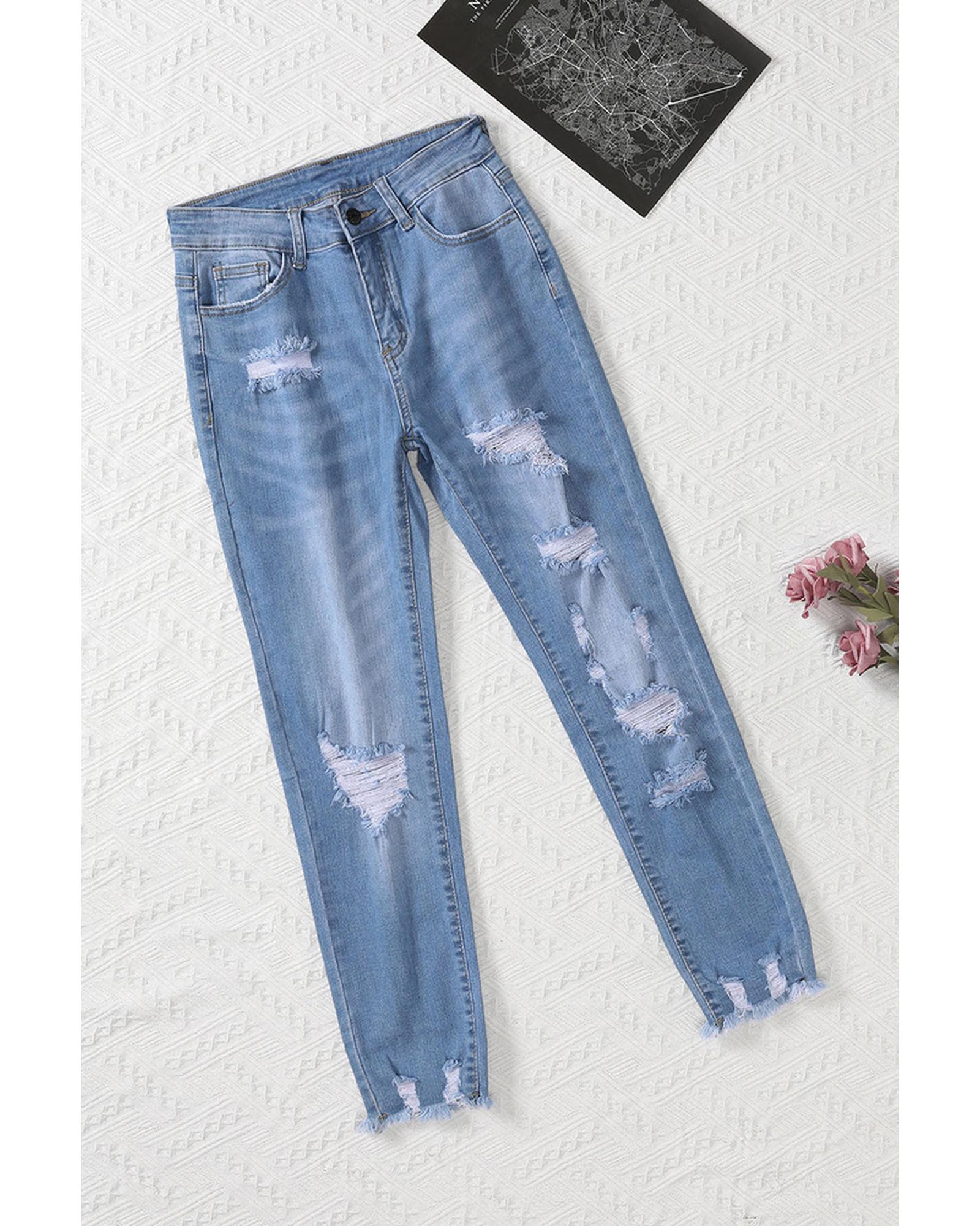 Azura Exchange Distressed Boyfriend Denim Pants - S