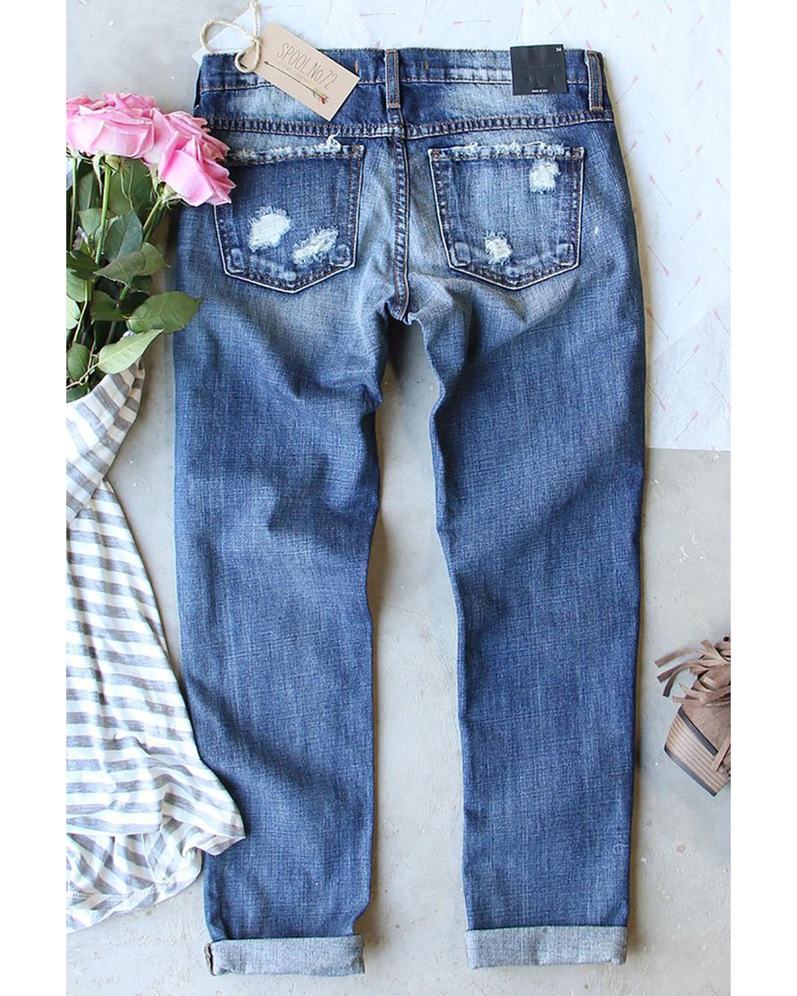 Azura Exchange Heart Patchwork Jeans