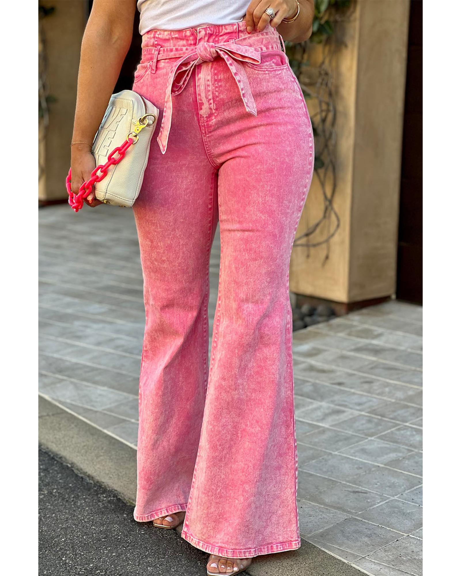 Azura Exchange High Waist Flare Leg Front Knot Jeans