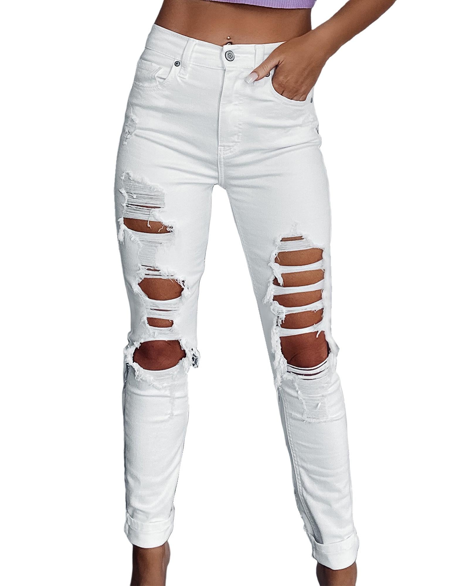 Azura Exchange High Waist Distressed Skinny Jeans