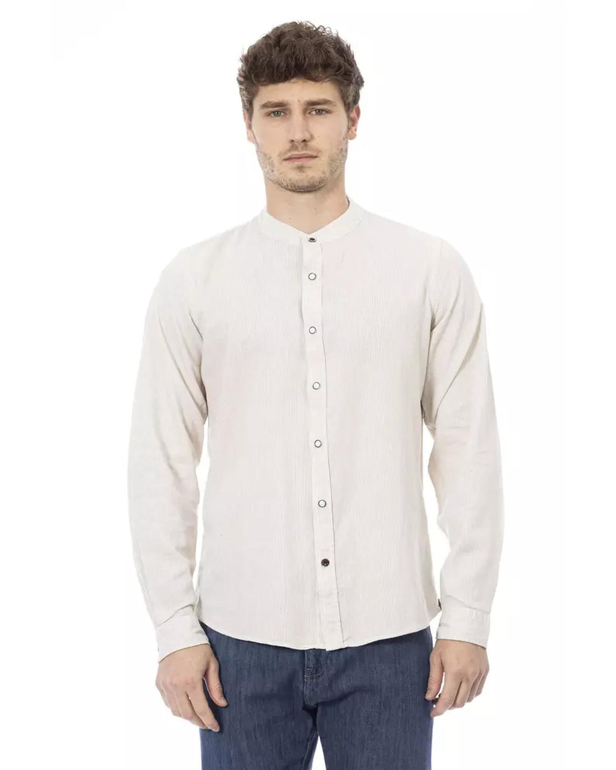 Mandarin Collar Regular Fit Shirt with Button Closure XL Men