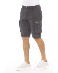 Cargo Shorts with Front Zipper and Button Closure Men