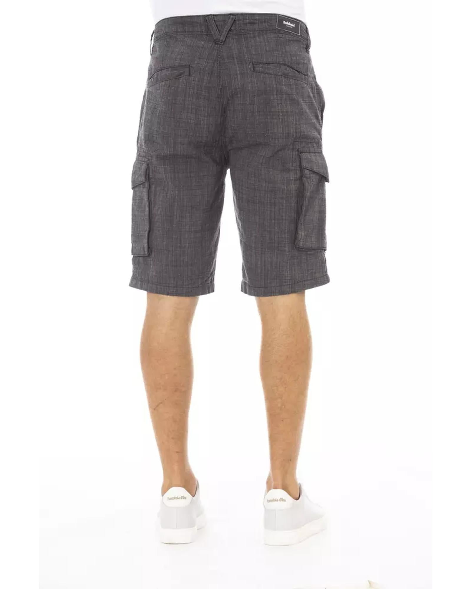 Cargo Shorts with Front Zipper and Button Closure Men