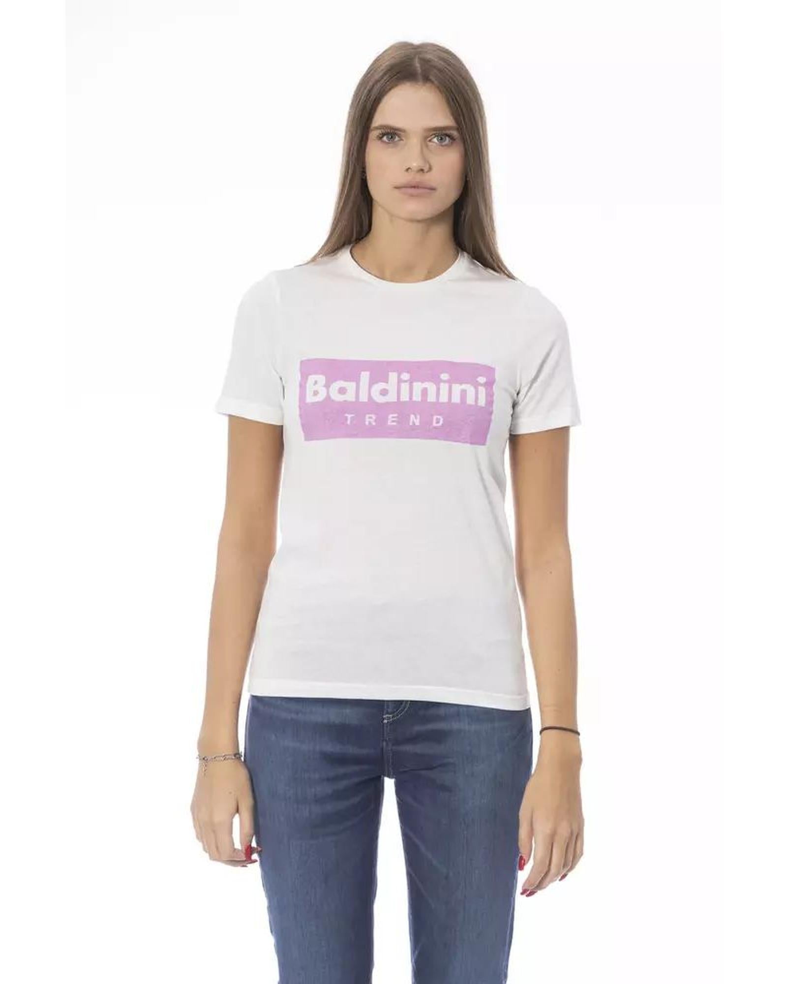 Baldinini Trend Women's White Cotton Tops & T-Shirt - M