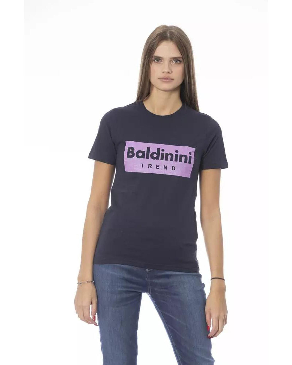 Baldinini Trend Women's Blue Cotton Tops & T-Shirt - M