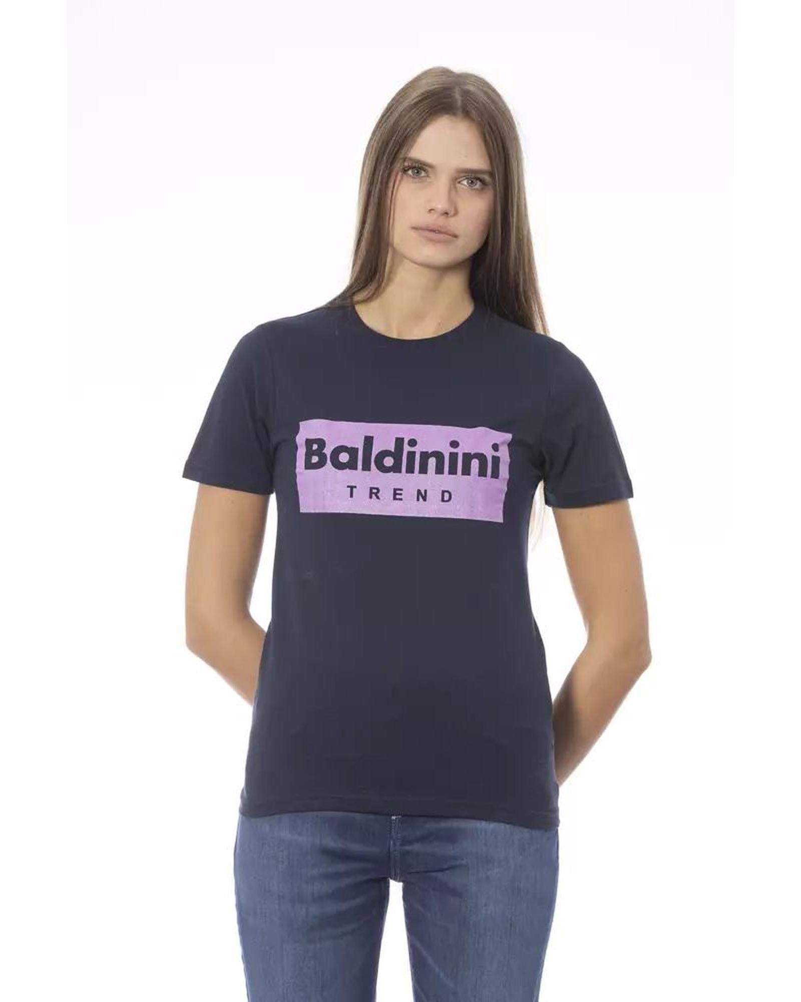 Baldinini Trend Women's Blue Cotton Tops & T-Shirt - M