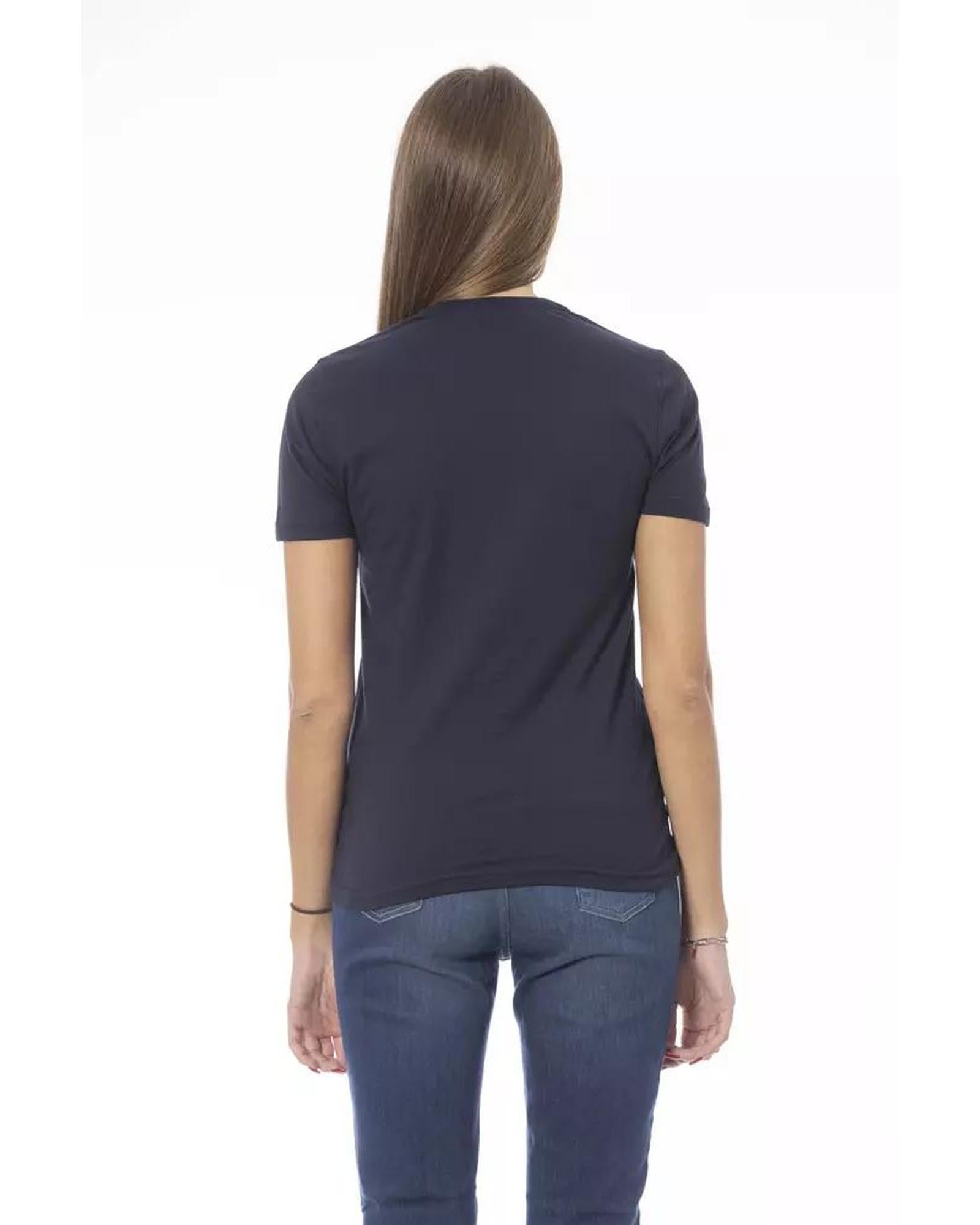 Baldinini Trend Women's Blue Cotton Tops & T-Shirt - M