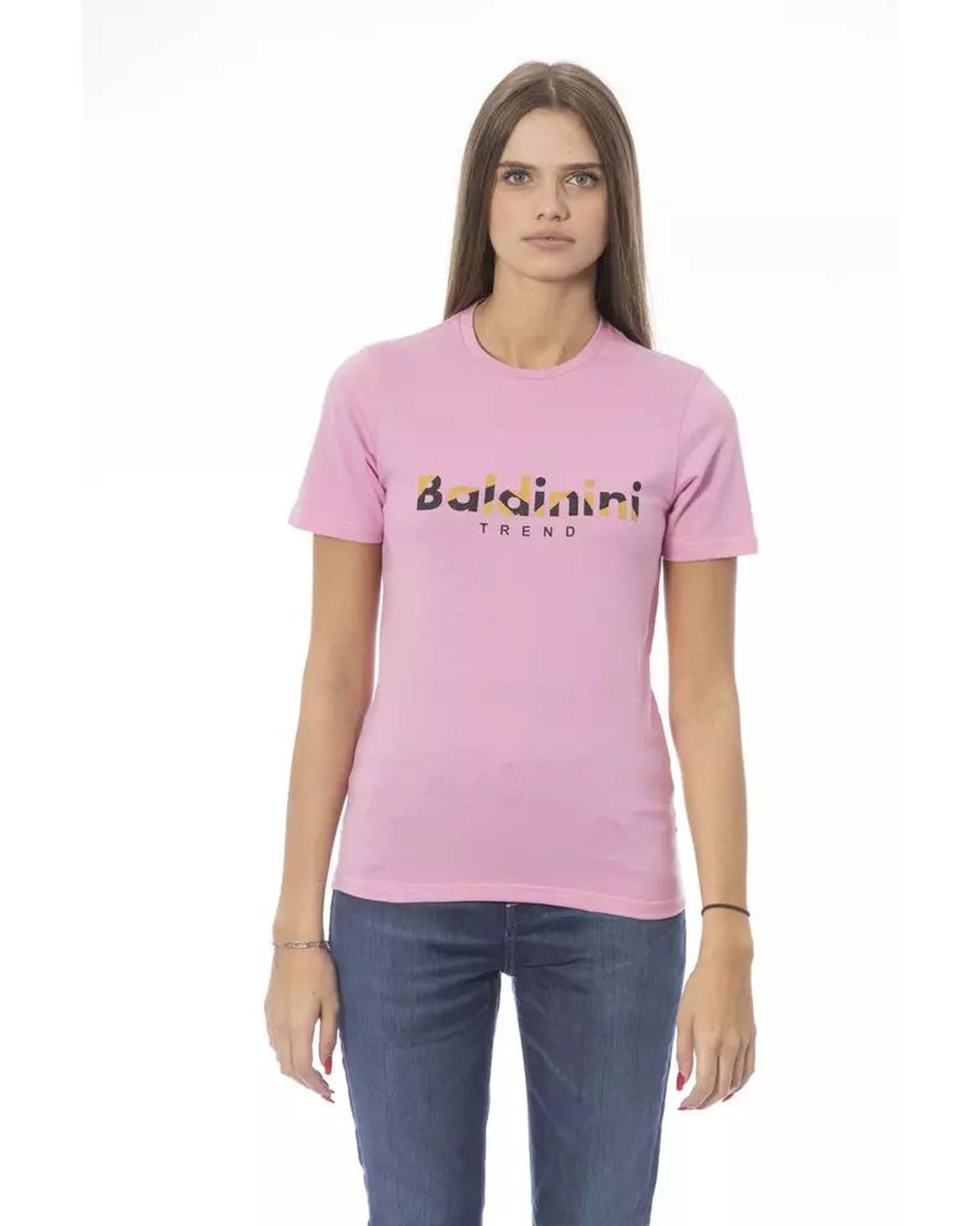 Baldinini Trend Women's Pink Cotton Tops & T-Shirt - L