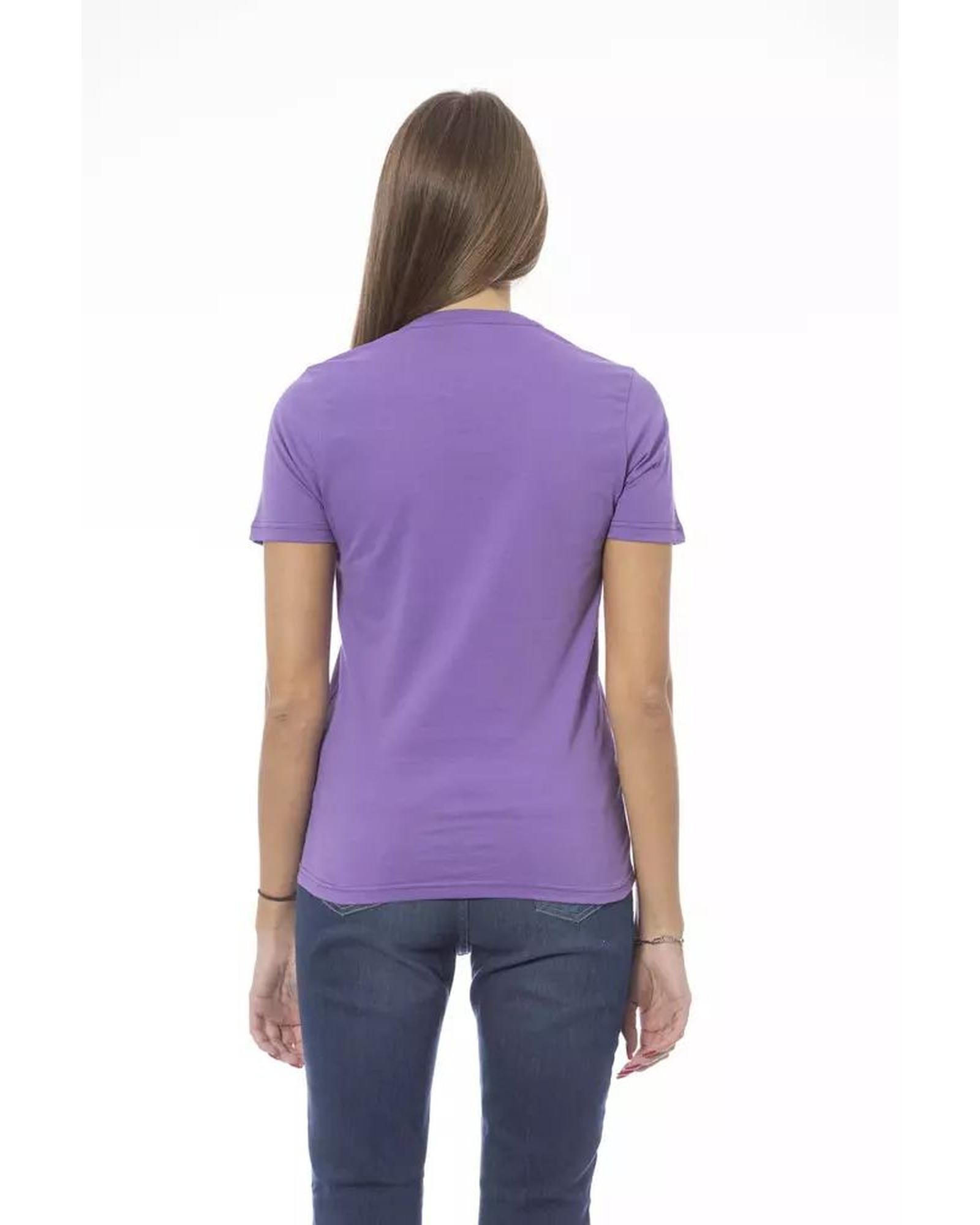 Baldinini Trend Women's Purple Cotton Tops & T-Shirt - L