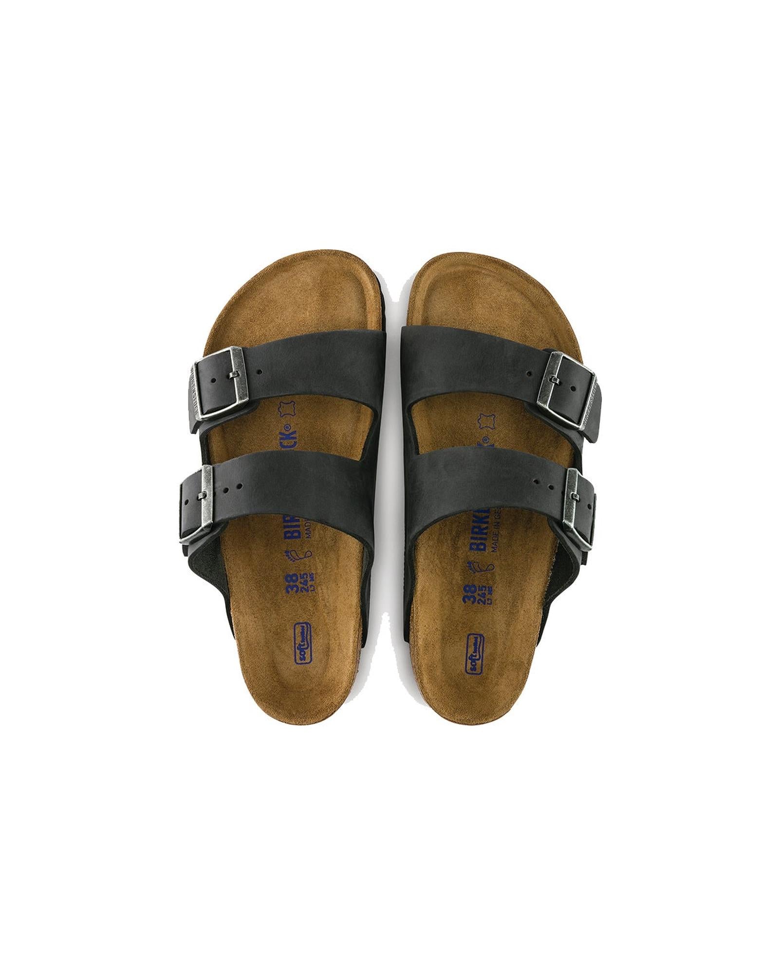 Oiled Leather 2-Strap Sandals with Soft Footbed - 36 EU