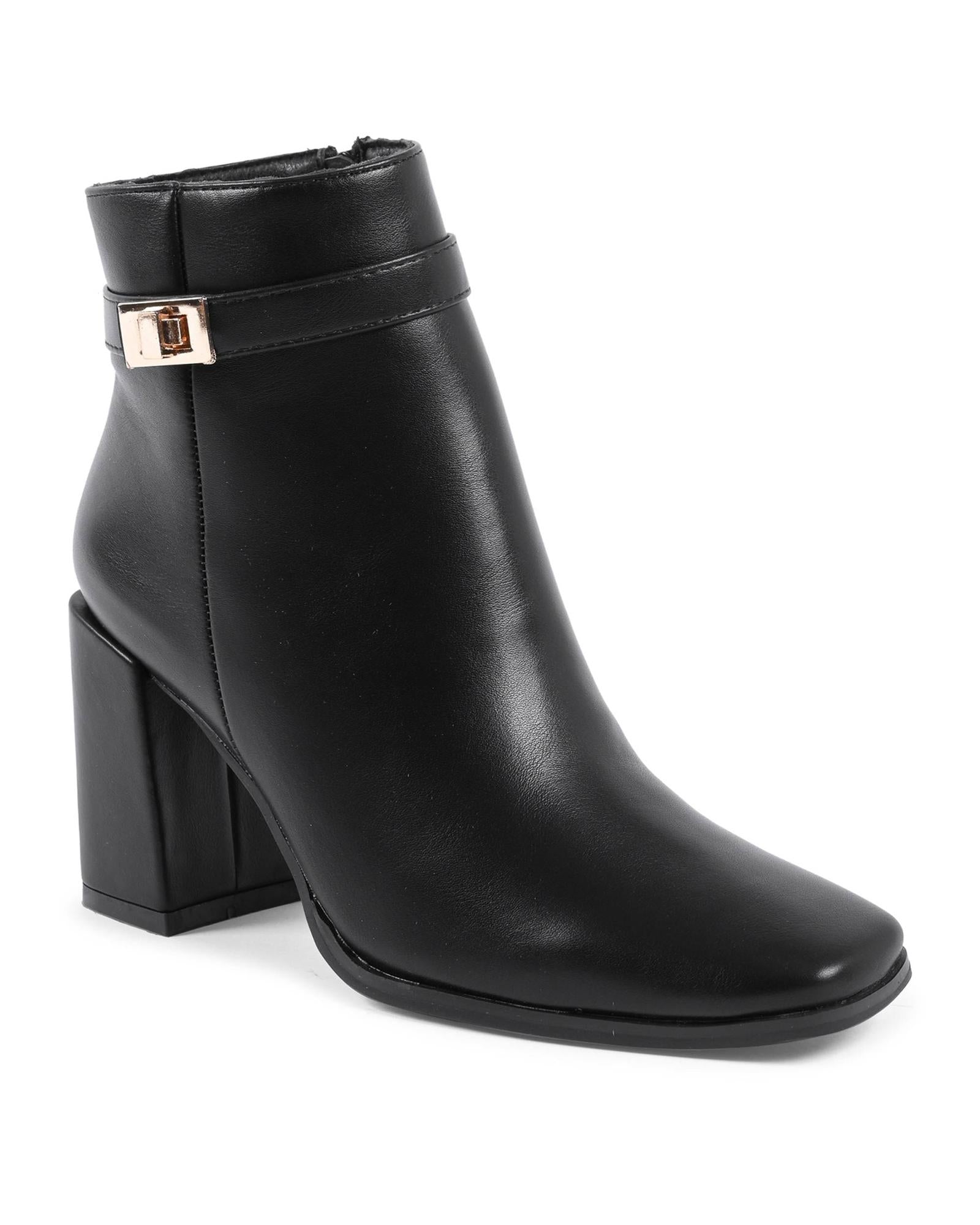 Synthetic Leather High-Heeled Ankle Boots - 36 EU