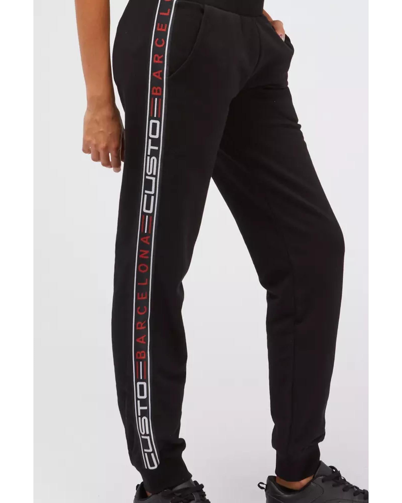 Logo Side Band Solid Color Sweatpants with Multi-Pockets and Cuffed Bottom S Women