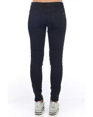 Stretch Denim Biker Jeans with Worn Wash and Multipockets  Women