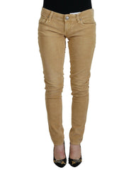 Authentic ACHT Skinny Jeans with Low Waist Corduroy Design W26 US Women