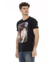 Short Sleeve T-shirt with Round Neck and Front Print L Men