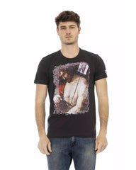 Short Sleeve T-shirt with Round Neck and Front Print L Men