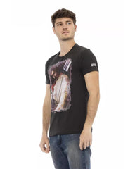 Short Sleeve T-shirt with Round Neck and Front Print L Men