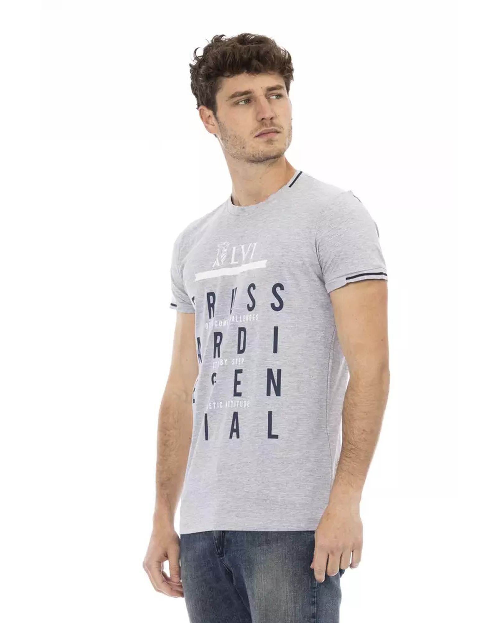 Short Sleeve Round Neck T-shirt with Front Print Men