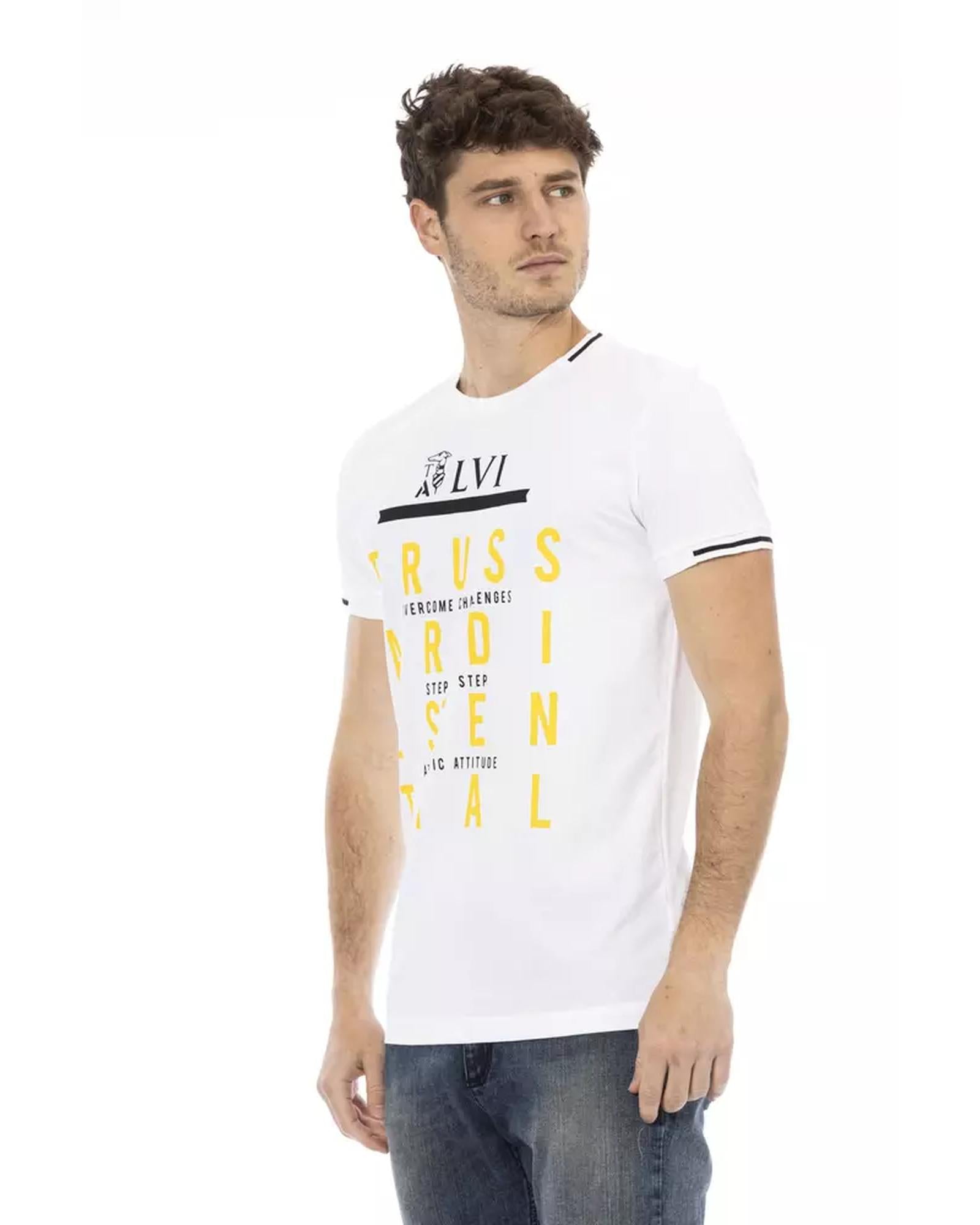 Front Print Short Sleeve T-Shirt with Round Neck Men