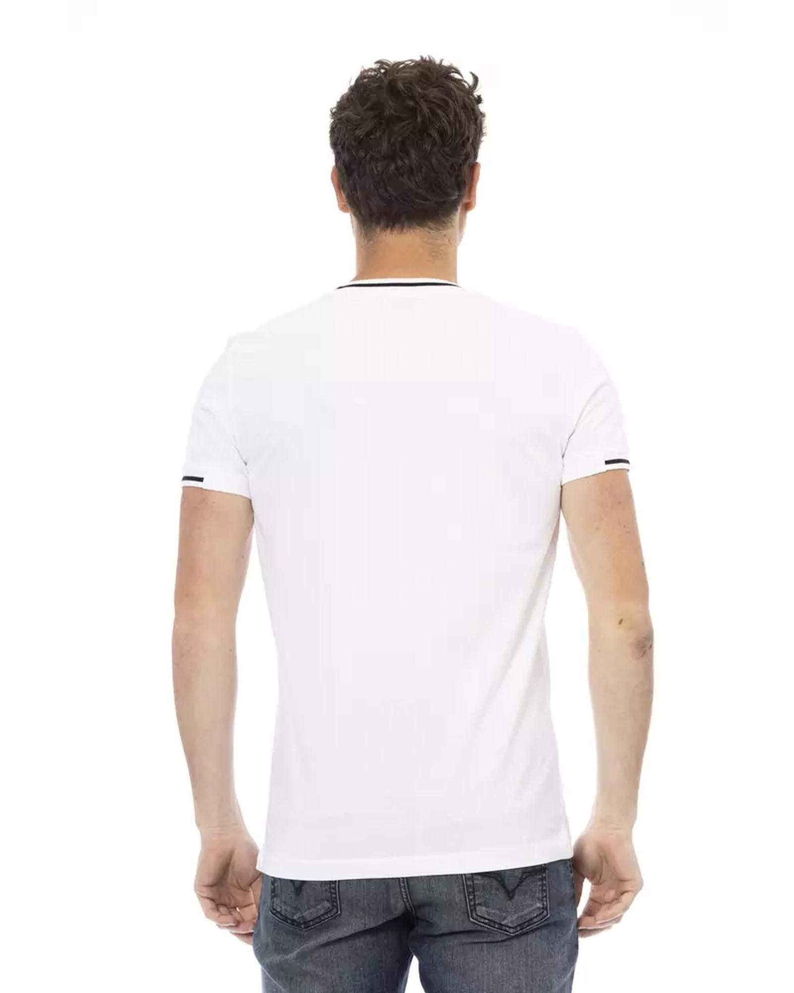 Front Print Short Sleeve T-Shirt with Round Neck Men