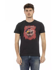 Short Sleeve T-shirt with Round Neck and Front Print