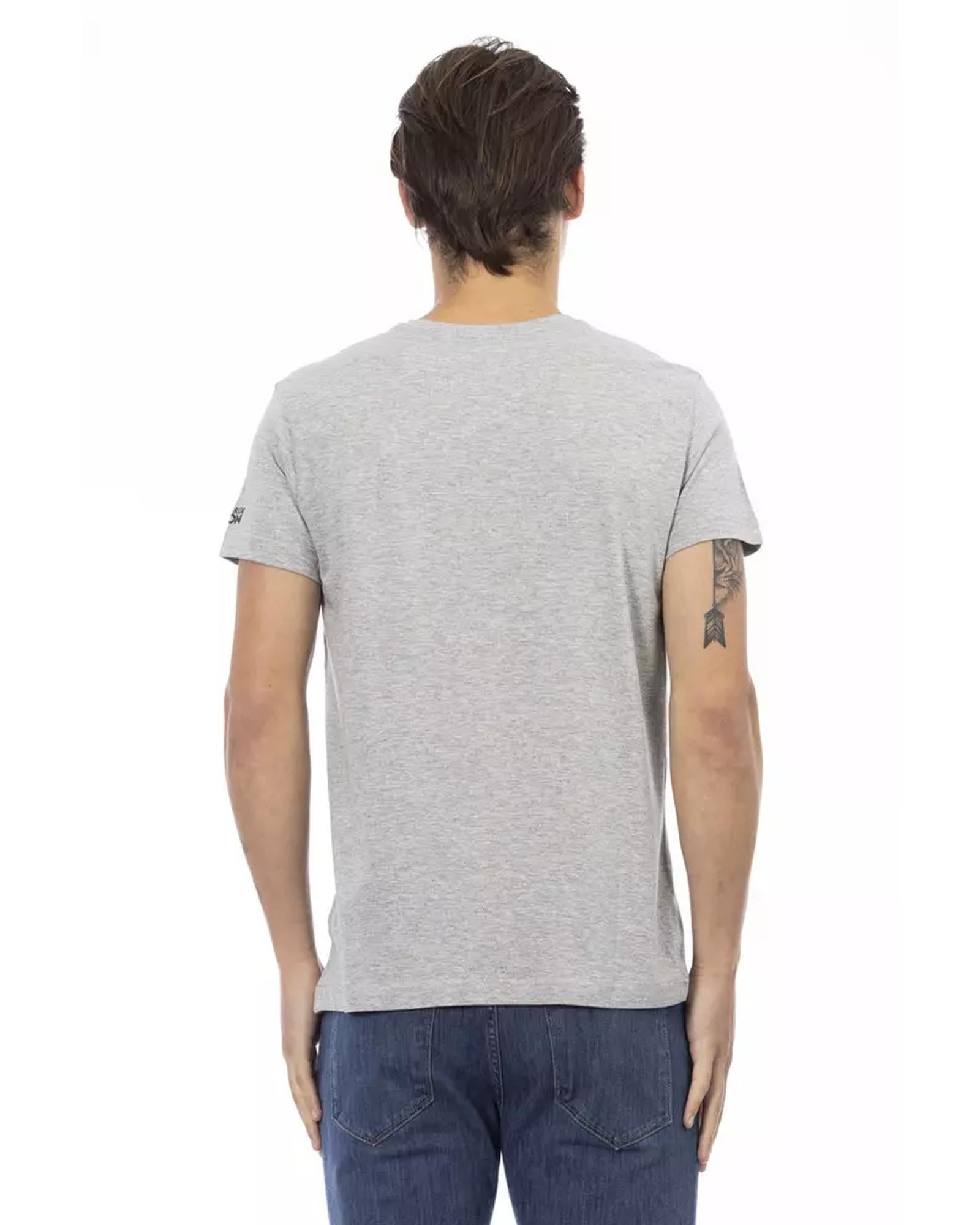 Short Sleeve V-Neck T-shirt with Front Print Men