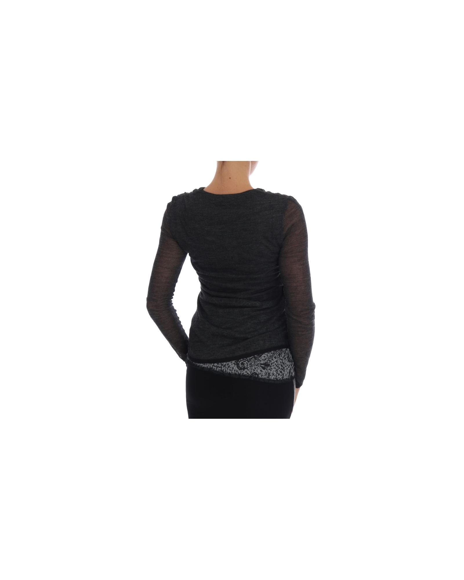 Authentic Ermanno Scervino Long Sleeve Top with Lace Application 44 IT Women