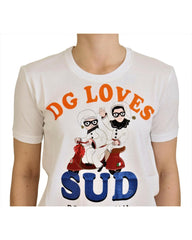 Dolce & Gabbana Crew Neck T-shirt with DG LOVES SUD Motive 36 IT Women