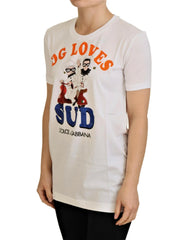 Dolce & Gabbana Crew Neck T-shirt with DG LOVES SUD Motive 36 IT Women