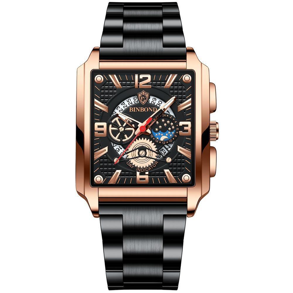 Vintage Square Men Quartz Watch with Multifunction and Luminous Display