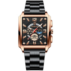 Vintage Square Men Quartz Watch with Multifunction and Luminous Display