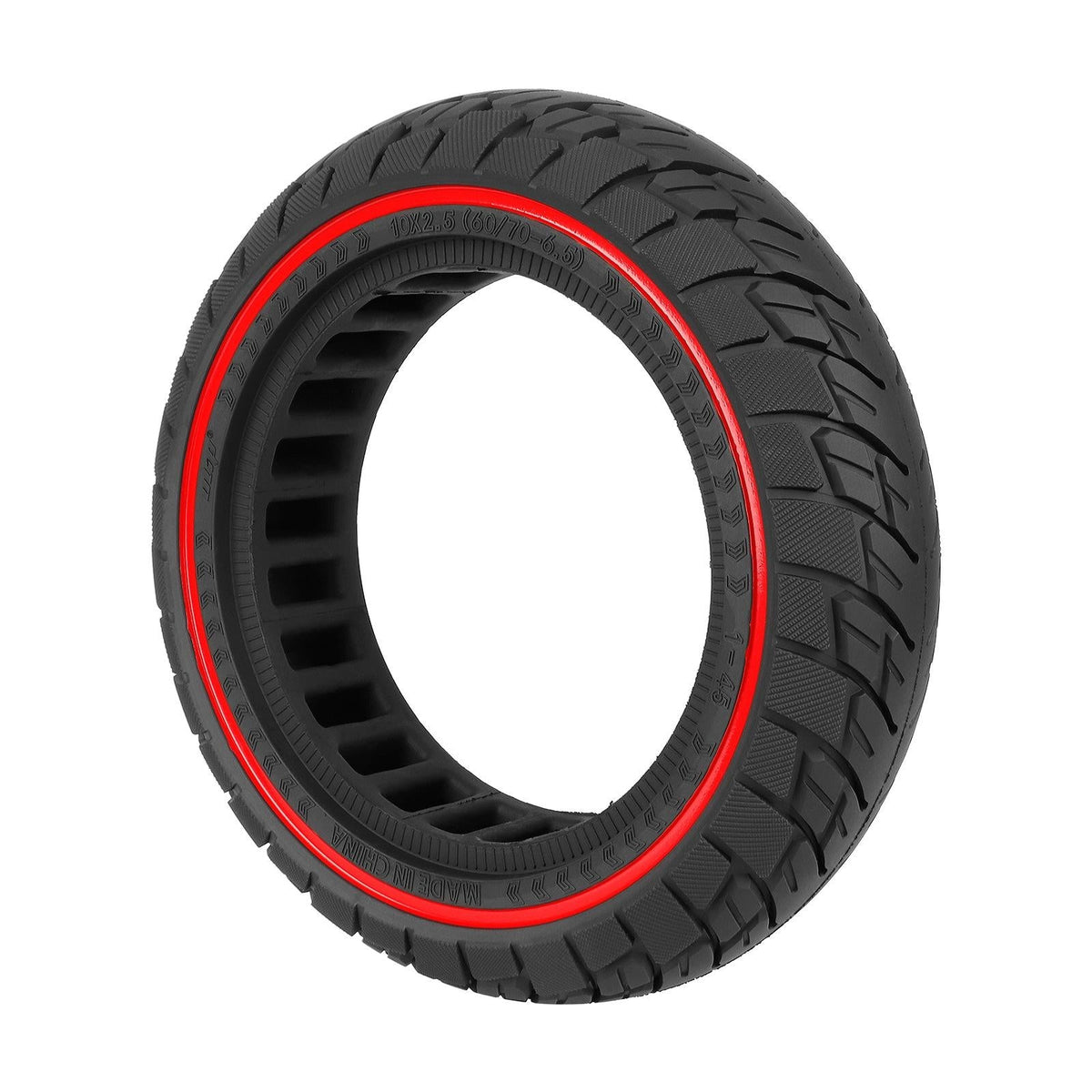 Ninebot Max G30 Scooter Tire - 10x2.5 Inch Solid Rubber Red Line