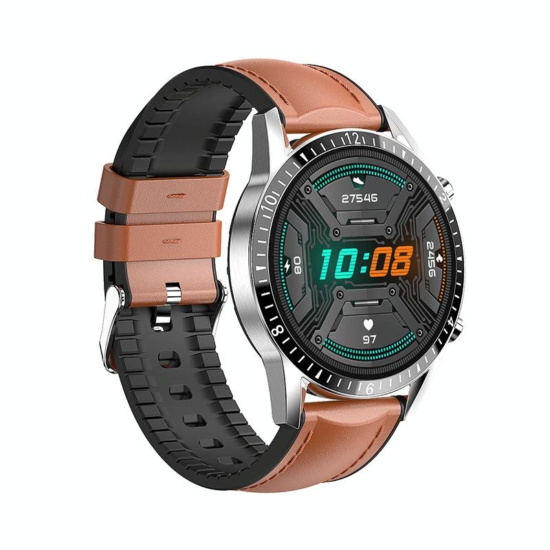 1.3 Inch Heart Rate / Blood Pressure / Blood Oxygen Monitoring Watch - Brown Leather